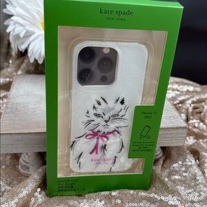 Kate Spade Whiskers Kitty Glitter iPhone Case 15 Pro